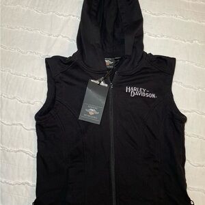 NWT Miss Enthusiast Harley-Davidson Black Sleeveless Hoodie